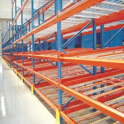 Customizable Adjustable Pallet Flow Racks For FIFO Storage In Cold Steel Warehouse