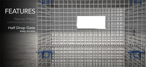 Collapsible Stackable Storage Wire Mesh Container For Industrial Use Workshop