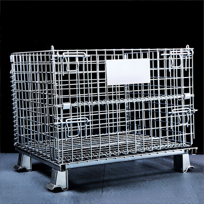 Stackable Silver Rectangular Steel Wire Mesh Storage Container With 40mm-50mm Opening