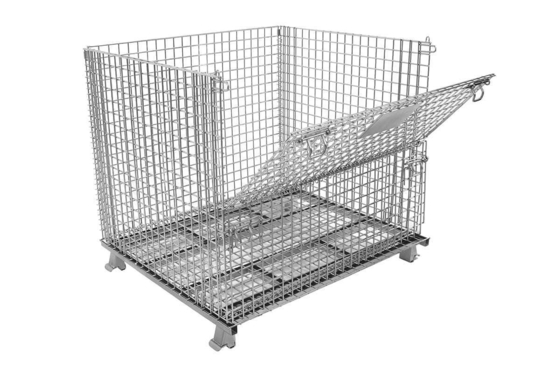 Steel Industrial Collapsible Stackable Wire Mesh Basket with Lids and Barrier 800*600*640