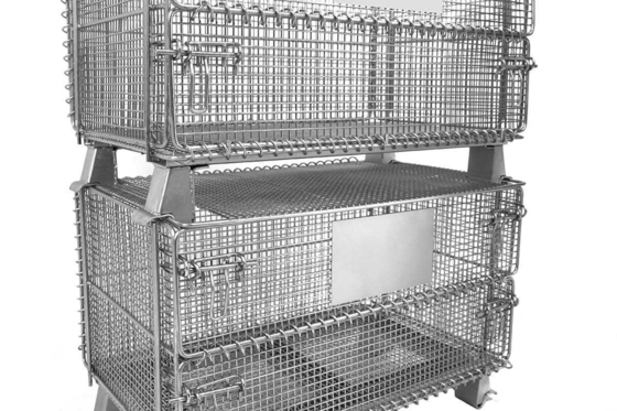 Steel Industrial Collapsible Stackable Wire Mesh Basket with Lids and Barrier 800*600*640