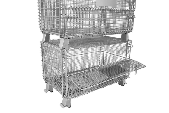 Steel Industrial Collapsible Stackable Wire Mesh Basket with Lids and Barrier 800*600*640