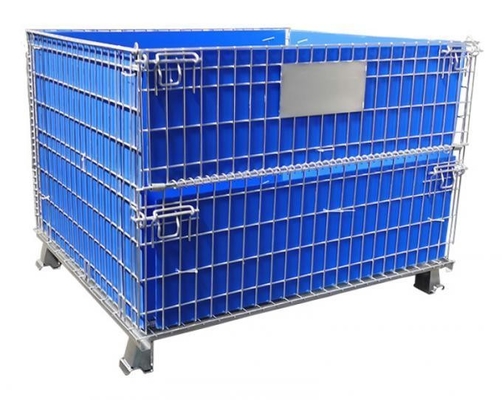 Steel Industrial Collapsible Stackable Wire Mesh Basket with Lids and Barrier 800*600*640