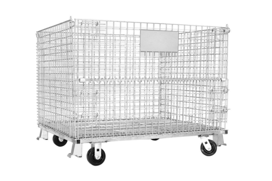 Foldable Galvanized Storage Cage with Wheels/Casters Made of Mild Steel Easy Assembly