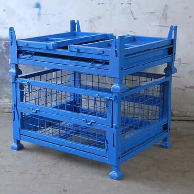 0.5-1.5t Pallet Container Stackable Foldable Powder Coating Stillage Storage Rack Box