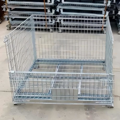 Foldable Galvanized Steel Bin Pallet Mesh Container Welded Portable 100-1500 Closed Open