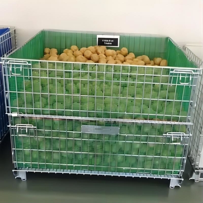 Customizable Rectangular Wire Mesh Stackable Containers Folding Container